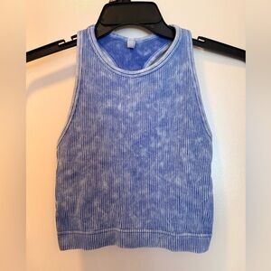 Zenana Outfitters Blue Ribbed Tank Top